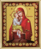 Набір стрази на склі Ікона Божої Матері Почаївська 17.4x21.2 см, контурна, круглі блискучі