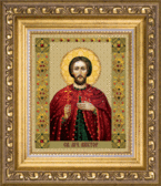 Набір стрази на склі Ікона святого мученика Віктора 9.5x11.5 см, контурна, круглі блискучі