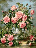 Купить Рожеві троянди у срібній вазі, 40х50см в Украине, в Киеве