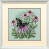 Набір для вишивання хрестиком Метелик та ромашки, 27x27 см (зелена)