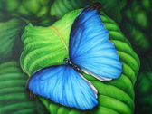 Алмазна вишивка Синій метелик, 30х40 см, квадратне каміння, повний