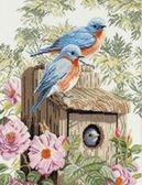 Набір для вишивання хрестиком Сад синіх птахів, 29x39 см