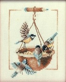 Набір для вишивання хрестиком Птахи біля годівниці, 12.5x12.5 см