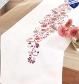 Набір для вишивання нитками, гладдю Рожево-фіолетова фантазія, 38x142 см (біла)