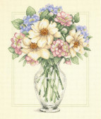 Набір для вишивання хрестиком Квіти у високій вазі 30x36 см ( канва чиста Aida 14 (айворі), часткова вишивка )