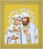Набір для вишивання бісером Святі Петро та Февронія (перли) золото, 19х22 см, часткова зашивка