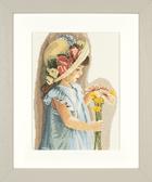 Набір для вишивання хрестиком Дівчинка з квітковим капелюхом, 29x39 см