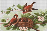 Набір для вишивання хрестиком Птахи біля гнізда 30,5 х 19 см ( канва Aida 18 ) часткова вишивка