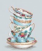 Набір для вишивання хрестиком Бірюзові чайні чашки 17.5x23.5 см (рівномірна) Luca-S ( Молдова ) B2325