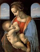 Алмазна вишивка Богородиця з немовлям. Художник Leonardo da Vinci 50x65 см, квадратне каміння, повна