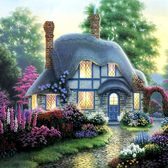 Алмазна вишивка Будинок мрії. Казкове цвітіння. Художник Richard Burns 50x50 см, квадратне каміння, повна