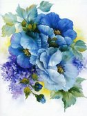 Алмазна вишивка Краса синяві у квітах 30x40 см, квадратне каміння, повна