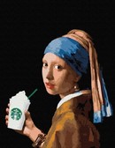Преміум картина по номерам Дівчина з перлиною сережкою та кавою (Premium) 40х50 см Brushme Premium PGX36701