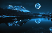 Алмазна вишивка Місячна ніч у горах 70х45 см, квадратне каміння, повна