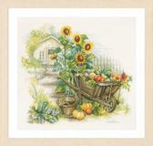  Wheelbarrow & sunflowers    43x37