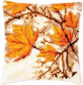 Набір для вишивання подушки Осіннє листя 40x40см (страмін) лицьова сторона, повний хрест