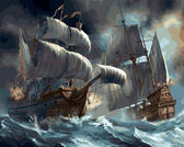 Картина по номерам Бій кораблів під час шторму, 40х50см