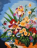 Ирисы 50x40 см, на подрамнике, круглые камни, полная