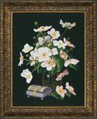 Набір для вишивання хрестиком Білий букет квітів, 31x41 см ( канва  Aida 14 чорна ) часткова