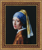 Набір для вишивання хрестиком Дівчина з перлинною сережкою, 38.5x48.5 см ( канва Aida 14 чорна ) часткова