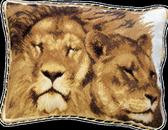 Набір для вишивання подушки Пара левів, 47x35см (страмін) лицьова сторона, повний хрест