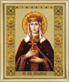 Набір стрази на склі Ікона святої мучениці Людмили 9.5x11.5 см, контурна, круглі блискучі