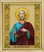 Набір стрази на склі Ікона святого апостола Петра 9.5x11.5 см, контурна, круглі блискучі