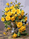 Картина по номерам Жовті троянди у срібній вазі, 40х50см Mariposa MR-Q1118