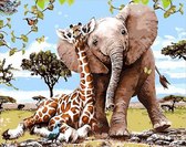 Картина по номерам Слоненя та жираф, 40х50см Mariposa MR-Q2089
