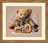 Набір для вишивання хрестиком Тедді та кошенята, 36x30 см (бежева)