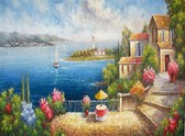 Морской пейзаж, 40x50 см, (на подрамнике) круглые камни, полная
