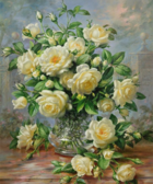 Алмазна вишивка Букет білих троянд, 50х60 см, квадратне каміння, повна