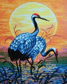 Птицы счастья 40x50 см, (на подрамнике) круглые камни, полная