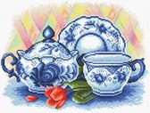 Кухонный натюрморт (гжель) 31x41 см (квадратные, полная)