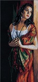 Набір для вишивання хрестиком Дівчина та шарф, 20x50 см