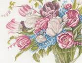 Набір для вишивання хрестиком Красивий букет квітів, 40x30 см (бежевий)