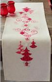 Набір для вишивки хрестиком Червоні різдвяні прикраси, 29x102 см (бежевий)