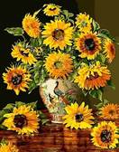 Картина по номерам Соняшники у вазі з павичами 40 х 50 см