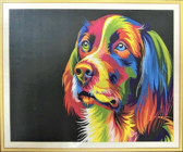 Радужный пес 40x50 см, (на подрамнике) круглые камни, полная