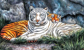 Алмазна вишивка Тигри на відпочинку, 50х30 см, квадратне каміння, повна