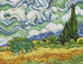 Пшеница с кипарисами. Ван Гог, 34x44 см, квадратные камни, полная