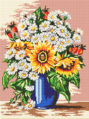 Алмазна вишивка Букет ромашок та соняшників, 30х40, квадратне каміння, повна тм Алмазна Мозаїка ( Україна ) DM-306