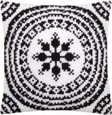 Набір для вишивання подушки Чорний та білий, 40x40 см (страмін) лицьова сторона, повний хрест