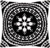 Набір для вишивання подушки Чорний та білий II, 40x40 см (страмін) лицьова сторона, повний хрест