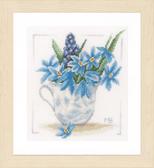 Набір для вишивання хрестиком Блакитні квіти 17x20 см