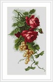 Набір для вишивання хрестиком Червоні троянди з виноградом 20 х 33 см ( канва Aida 18 ) часткова вишивка Luca-S ( Молдова ) B2229