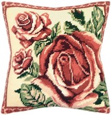 Набір для вишивання подушки Троянда 40×40 см (страмін) напівхрест, лицьова сторона