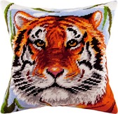 Набір для вишивання подушки Тигр 40х40 см (страмін) напівхрест, лицьова сторона