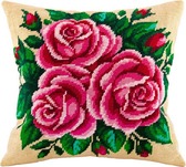 Набір для вишивання подушки Рожеві троянди 40х40 см (страмін) напівхрест, лицьова сторона Чарівниця ( Україна ) V-82