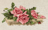 Набір для вишивання хрестиком Рожеві троянди 32 х 17 см ( рівномірна тканина ) часкова вишивка